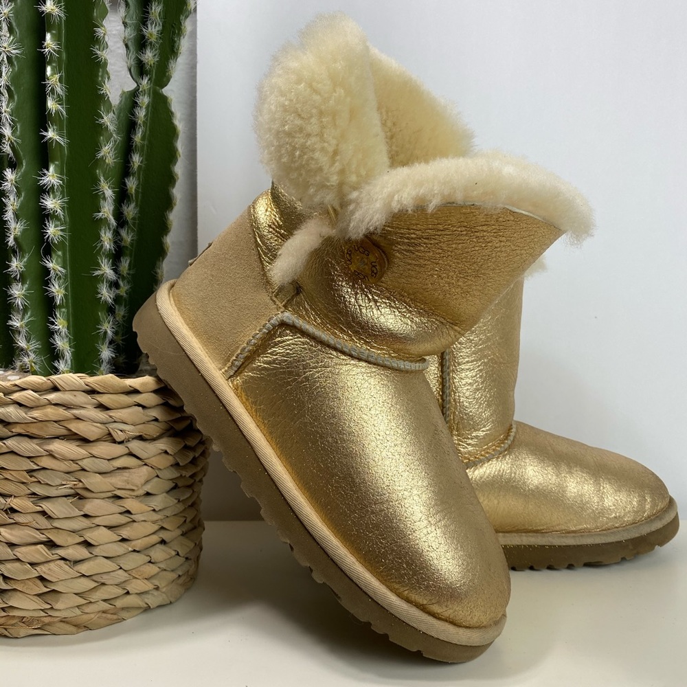 UGG Bailey Button Metallic Gold Boots